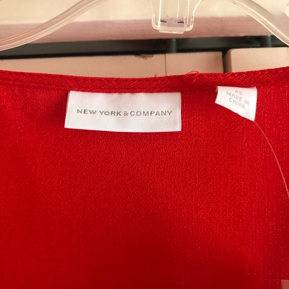 New York & Co Red Blouse with black lined - Picture 3 of 9